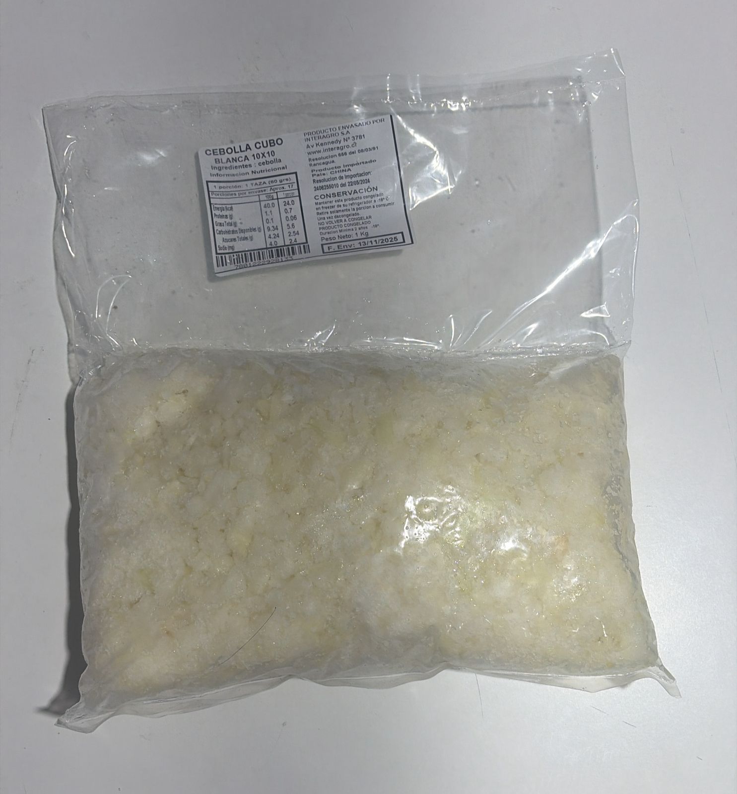 Cebolla Cubo Blanca 1 kg Interagro
