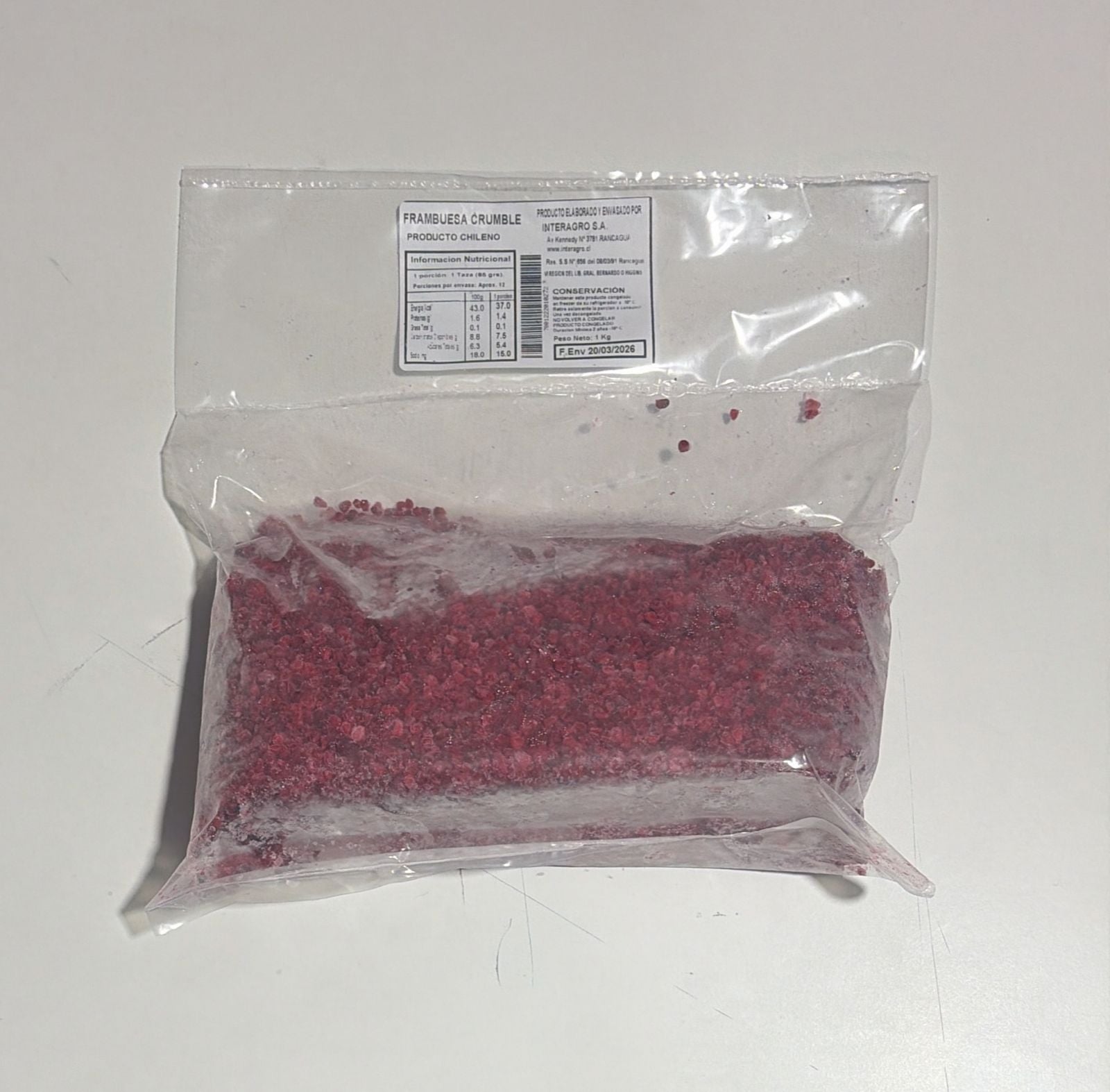 Frambuesa Crumble 1 kg Interagro