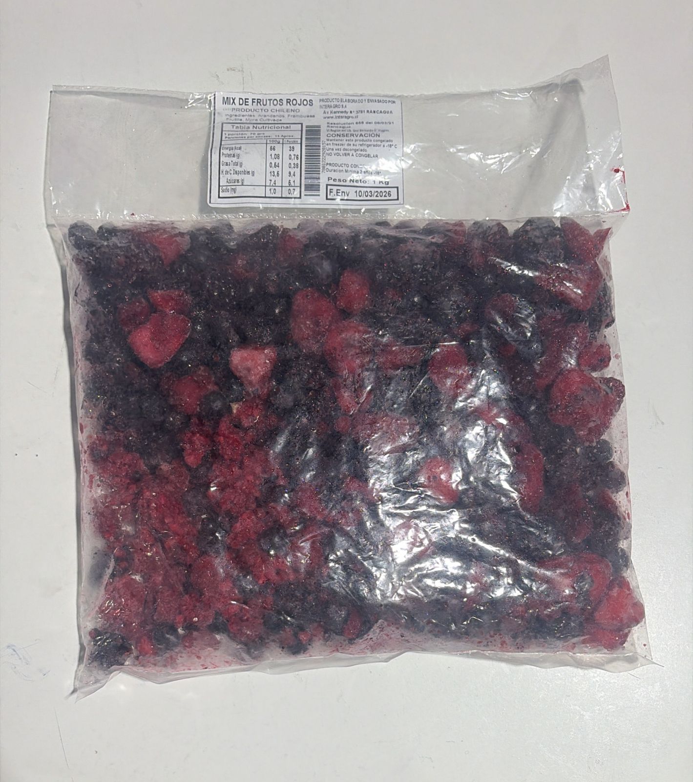 Mix Frutos Rojos 1 kg Interagro (Arándanos, Frambuesa, Frutilla y Mora)