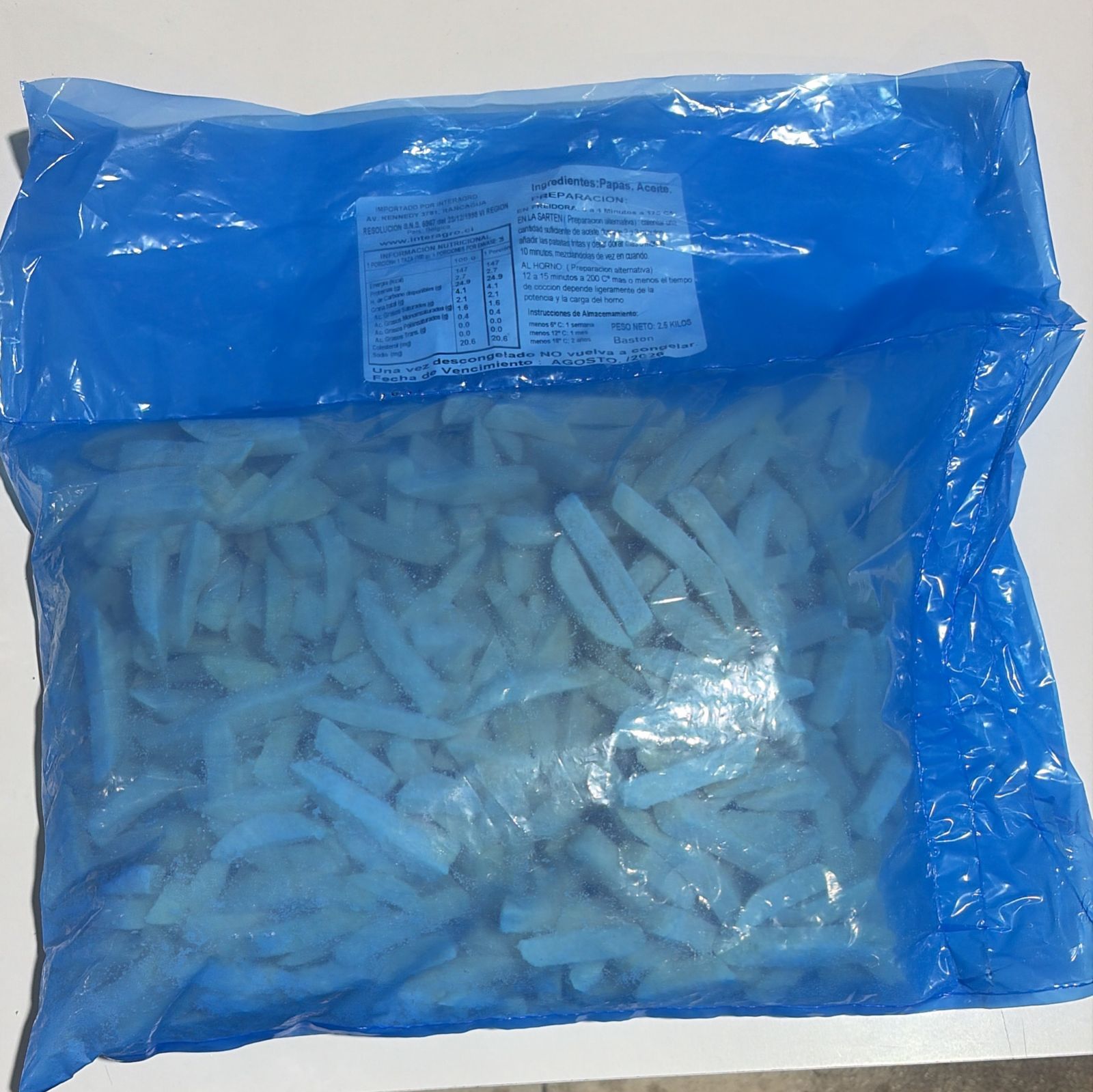 Papa prefritas 10 x 10 2,5 kg Interagro