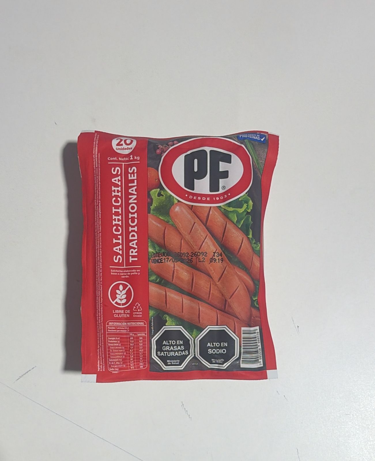 Salchicha Tradicional 20 Unds 1 kg PF